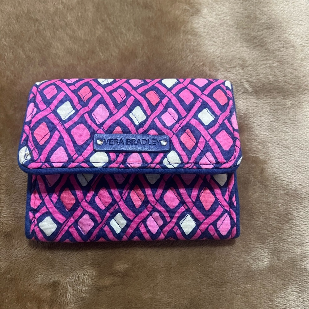 Vera Bradley Pink and Blue Geometric Wallet